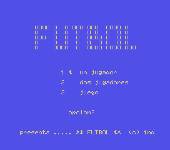 Futbol title screen for MSX